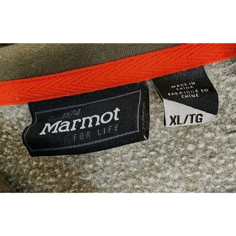 Size XL Marmot Men's '74 Hoody Heathered Army Green Orange Graphic - Picture 3 of 5